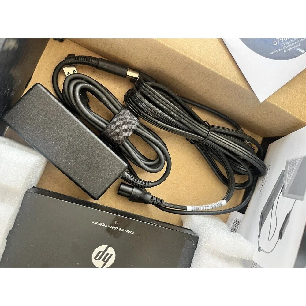 HP 2005pr USB 2.0 Port Replicator Docking Station + Power Adaptor New Open Box